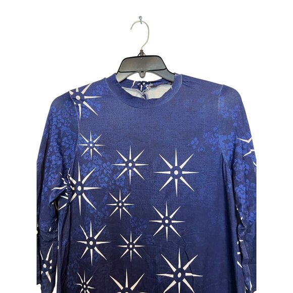 Azalea By Firmiana Blue Starburst Print XL Womens Long Sleeve Dress - Picture 6 of 6